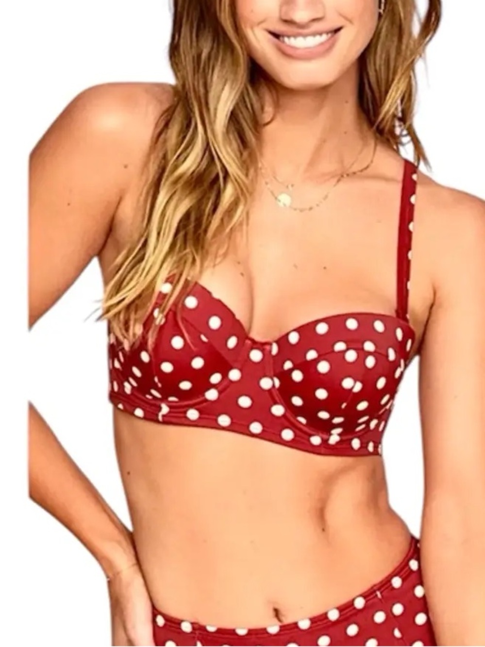Red Polka Dot Bikini Top